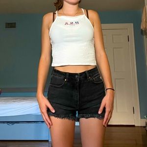 white racer back tank top with “usa” printed